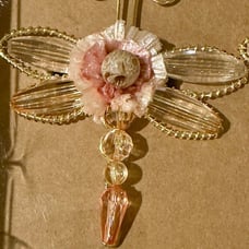 Tahari Dragonfly Gold Pastel Pink Jeweled Napkin Rings (SET OF 4) NIB