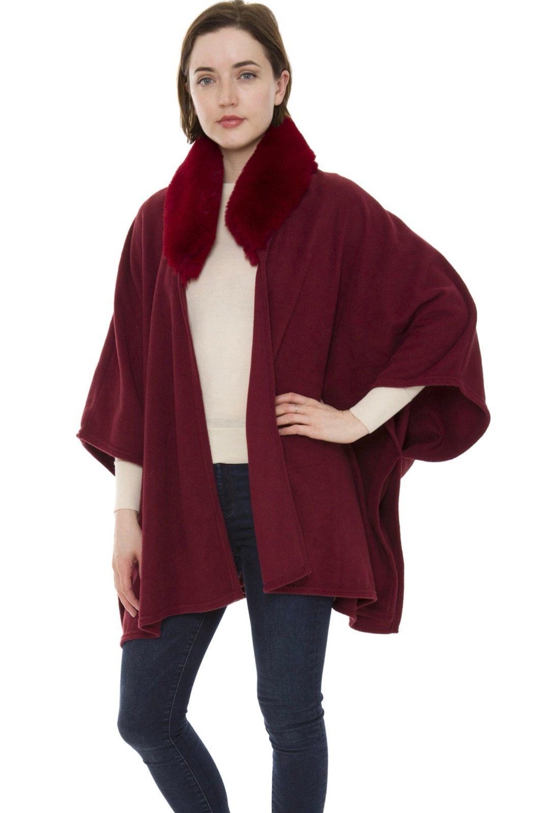 Janice Brand new one size Elegant Burgundy over the shoulder sweater/poncho wit