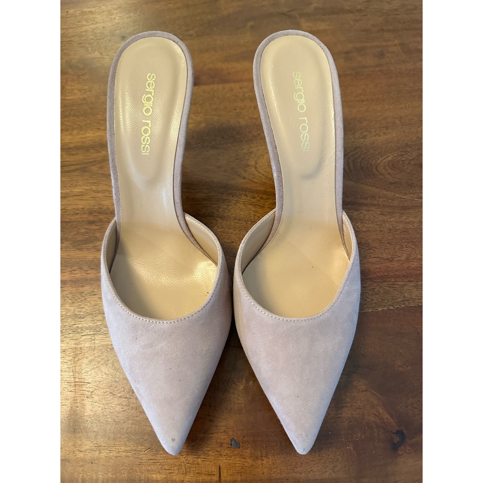Sergio Rossi cream suede mules size 37.5