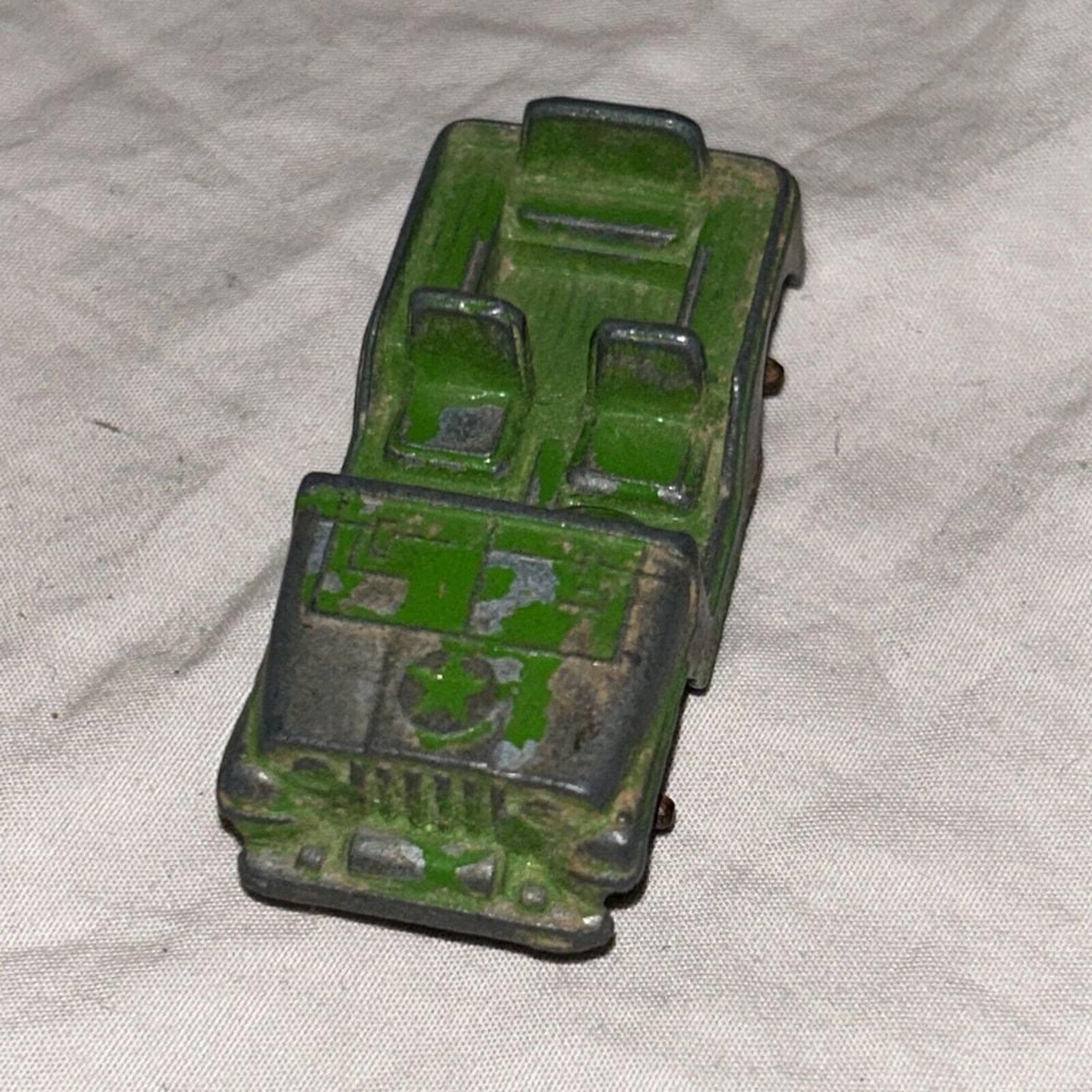 Vintage Green Jeep Truck with Star on Front Vehicle Toy Kids