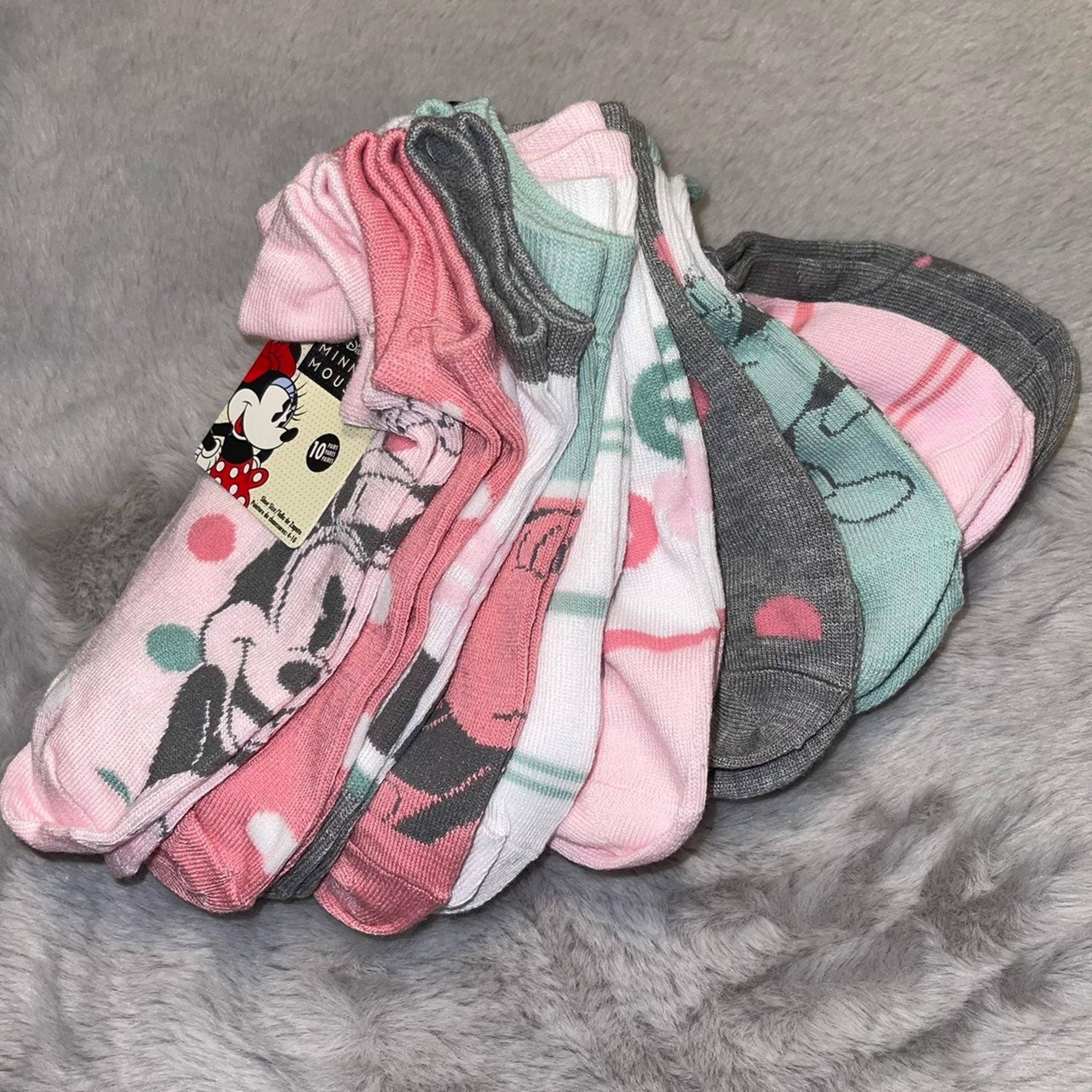 10-Pk Disney Minnie Mouse Stripes Polka Dot Ankle Socks