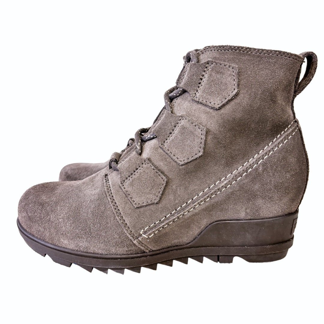 Sorel Evie Ankle Lace Up Suede Ankle Boot Gray Size 7