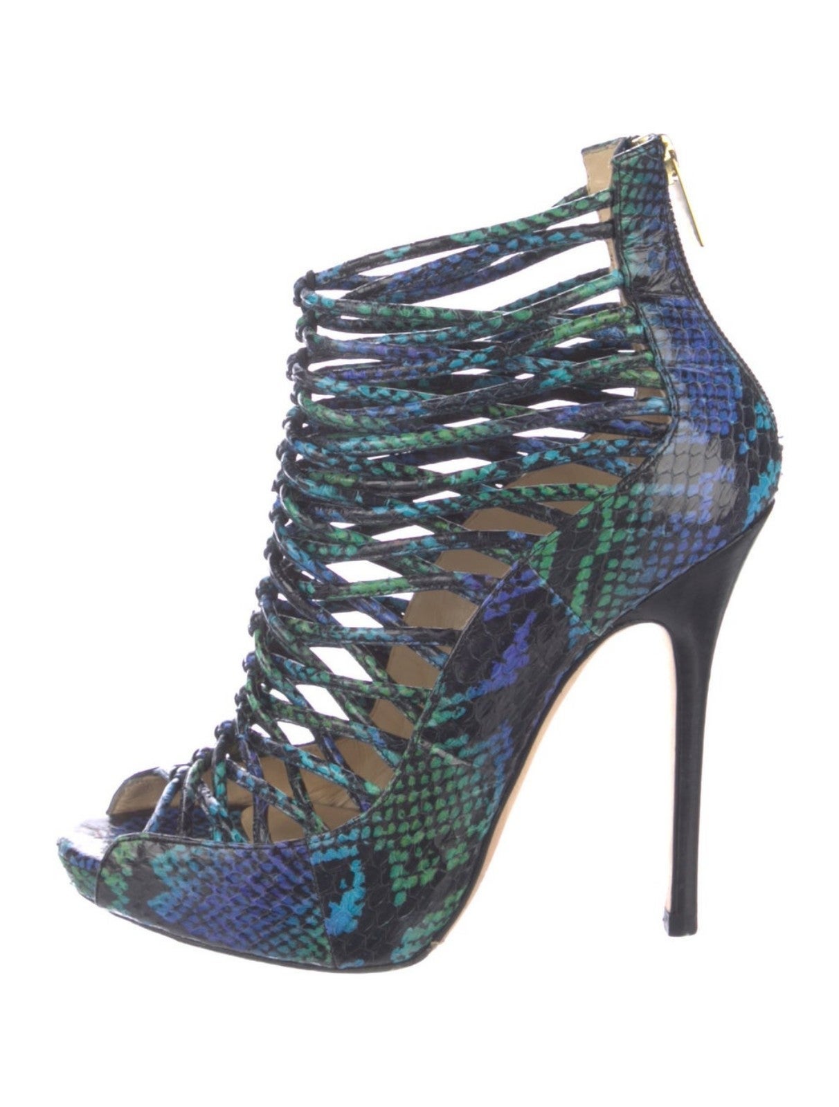 Jimmy Choo Blue Leather Cage Pumps 36