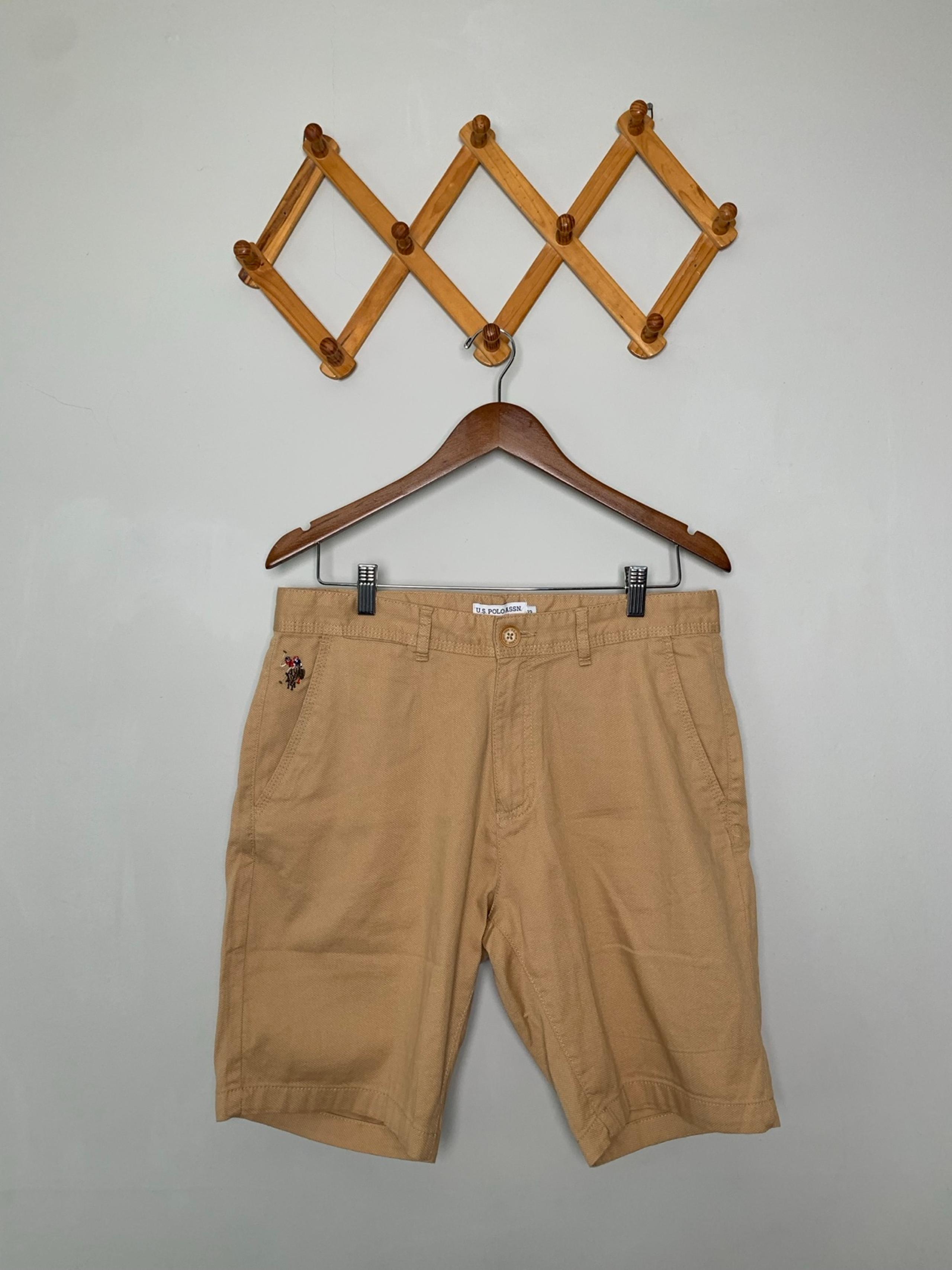 Men’s US Polo Assn Tan/Khaki Cotton Blend Chino Shorts SZ 33R