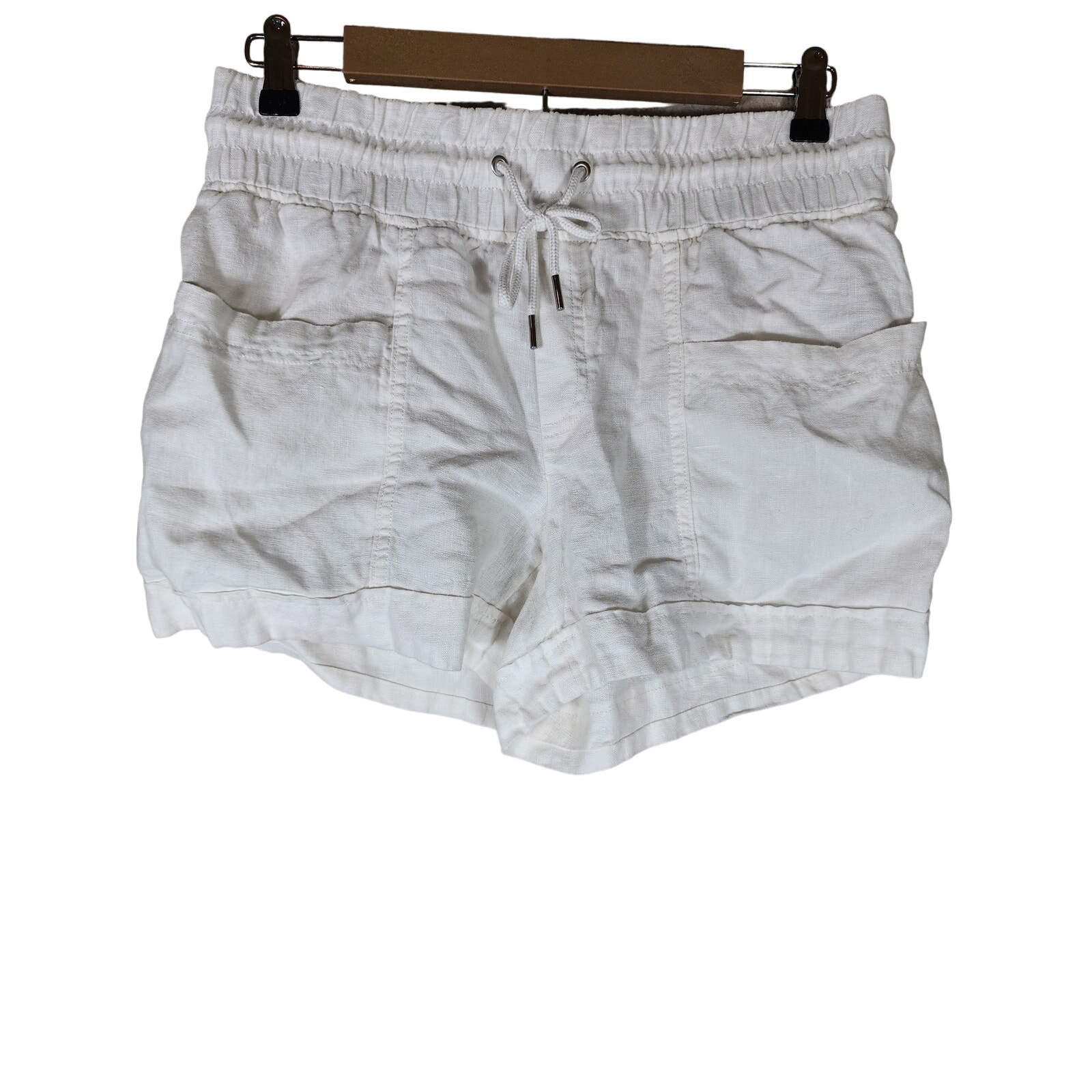 ATHLETA White 100% Linen Retreat Active Lightweight Shorts SZ 8