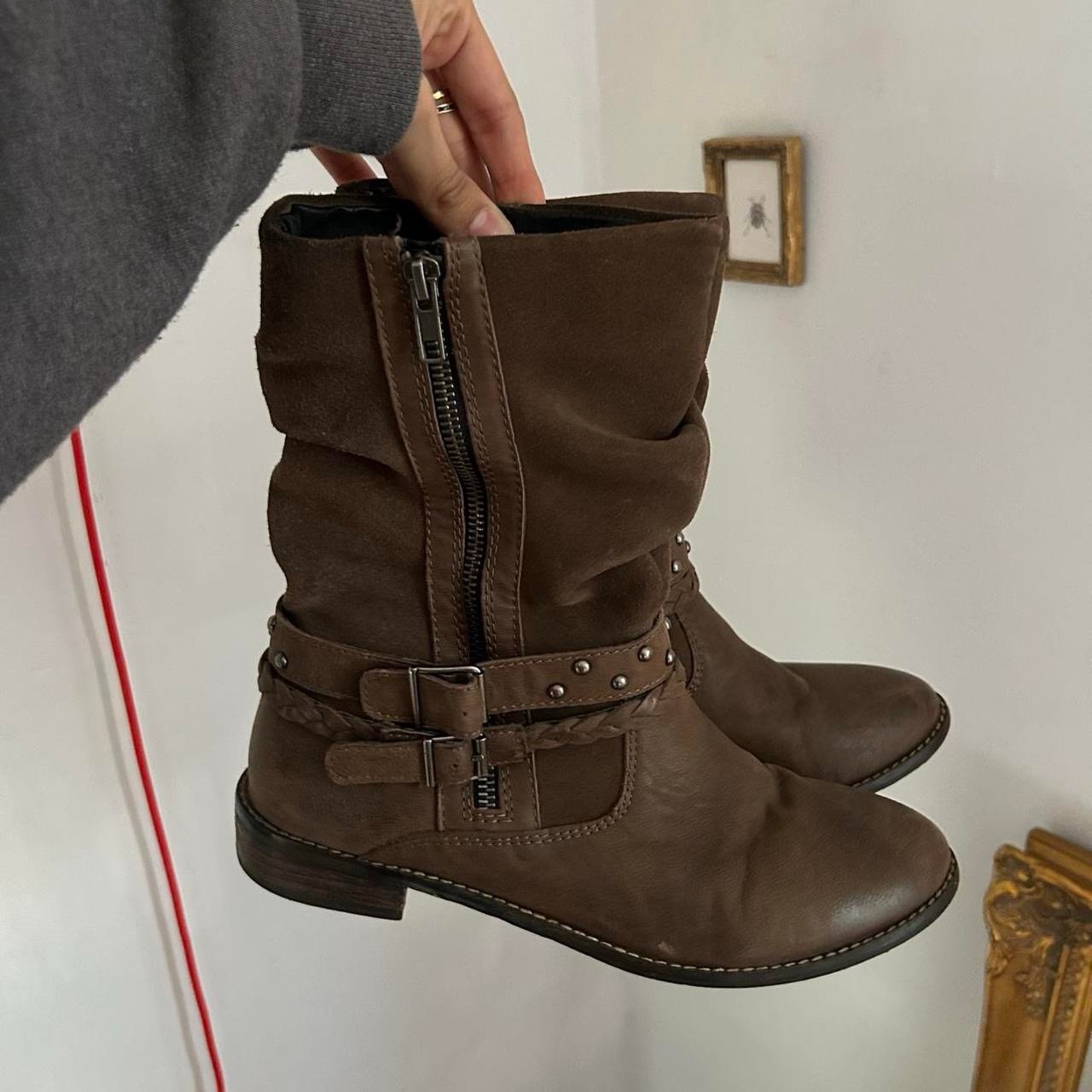 vintage suede ankle boots with studs