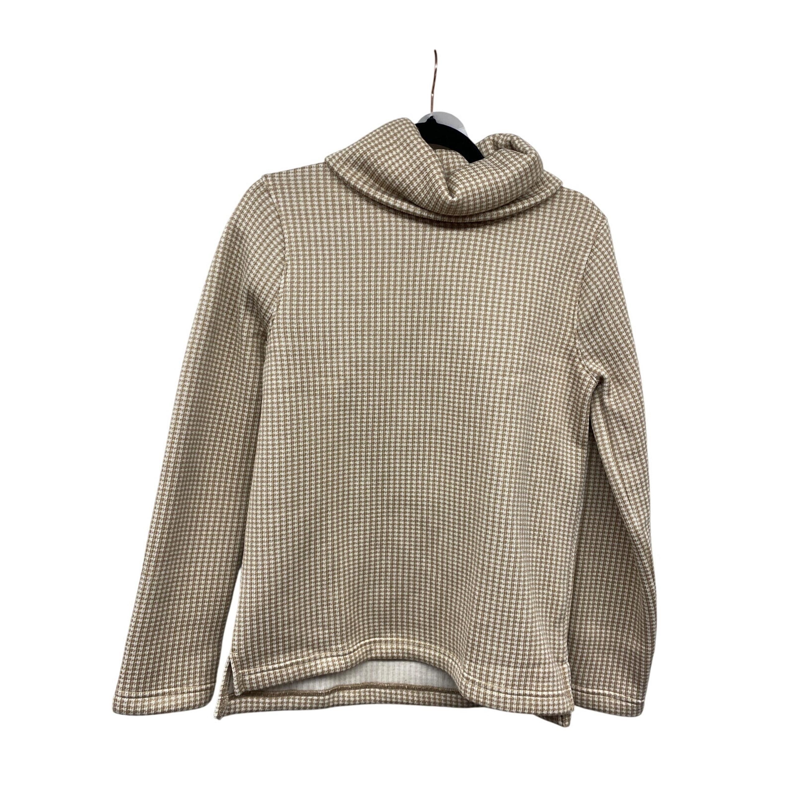 J. Crew Women's Turtleneck Cream Tan Houndstooth Sweater Small