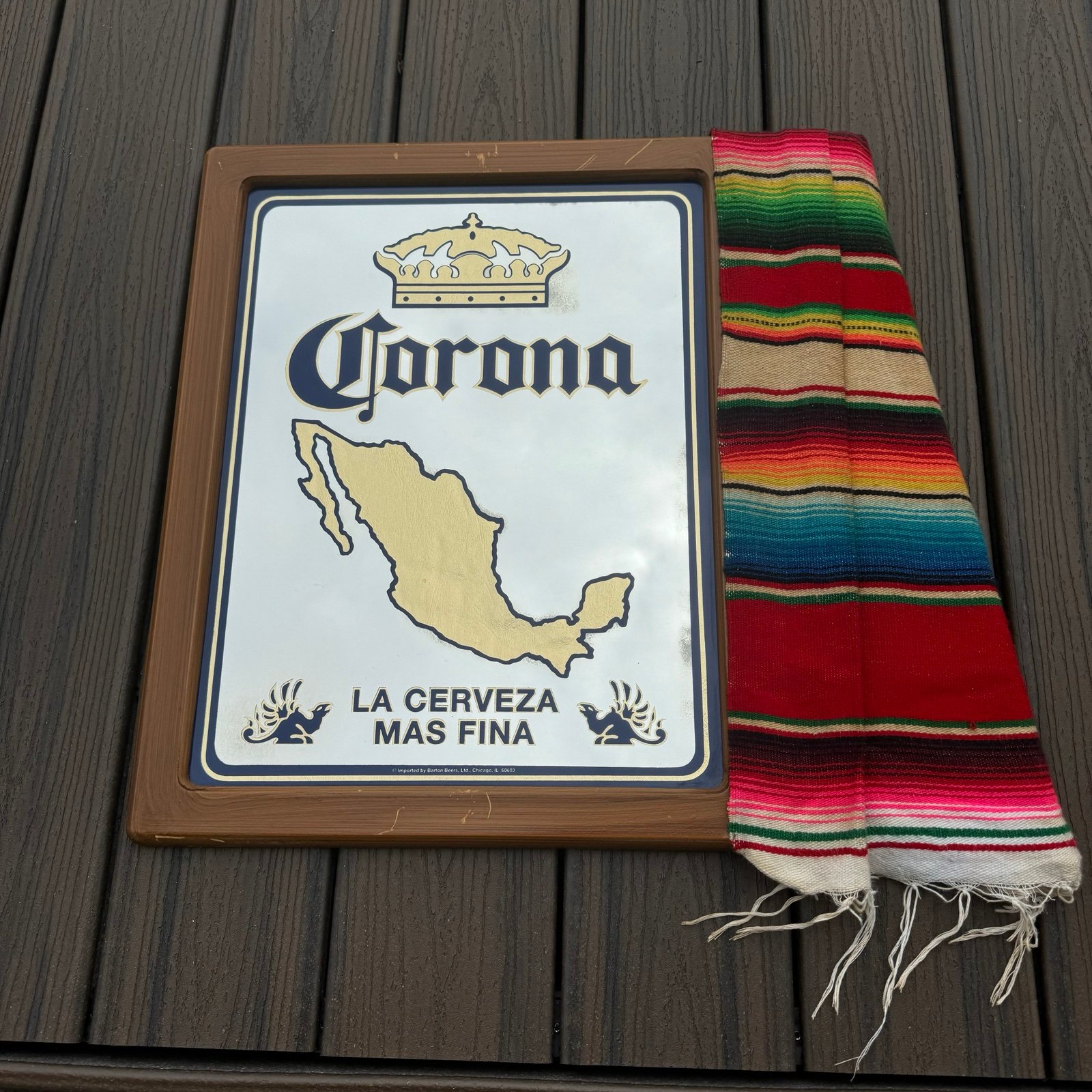 VTG CORONA Beer Glass Mirror Sign 22 X 20 Barton La Cerveza Mas Fina Mexico