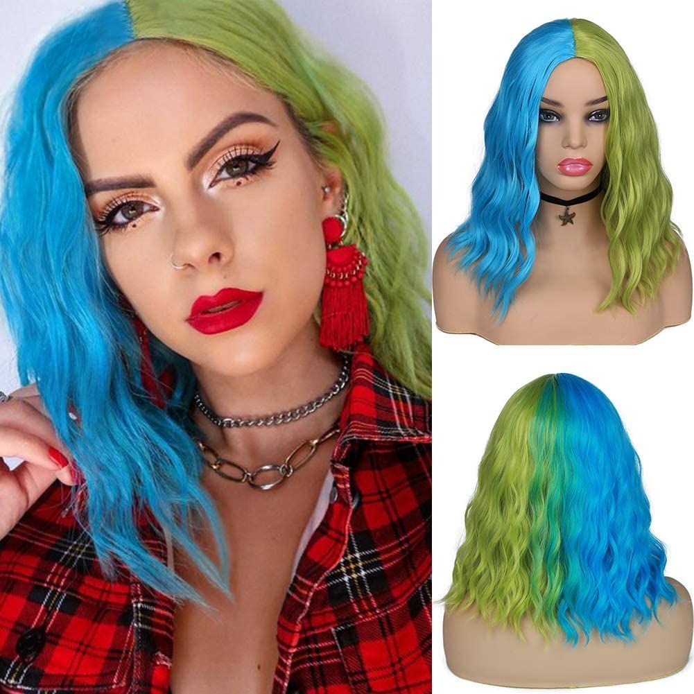 Half Blue Half Green Wig