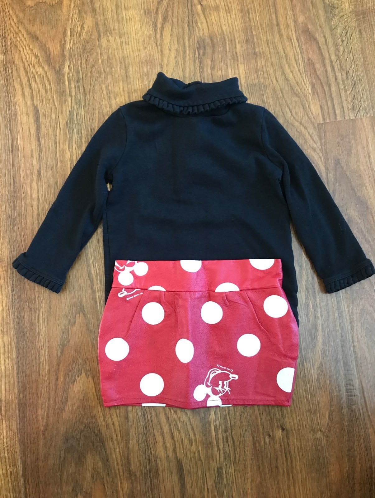 Leather disney skirt and shirt