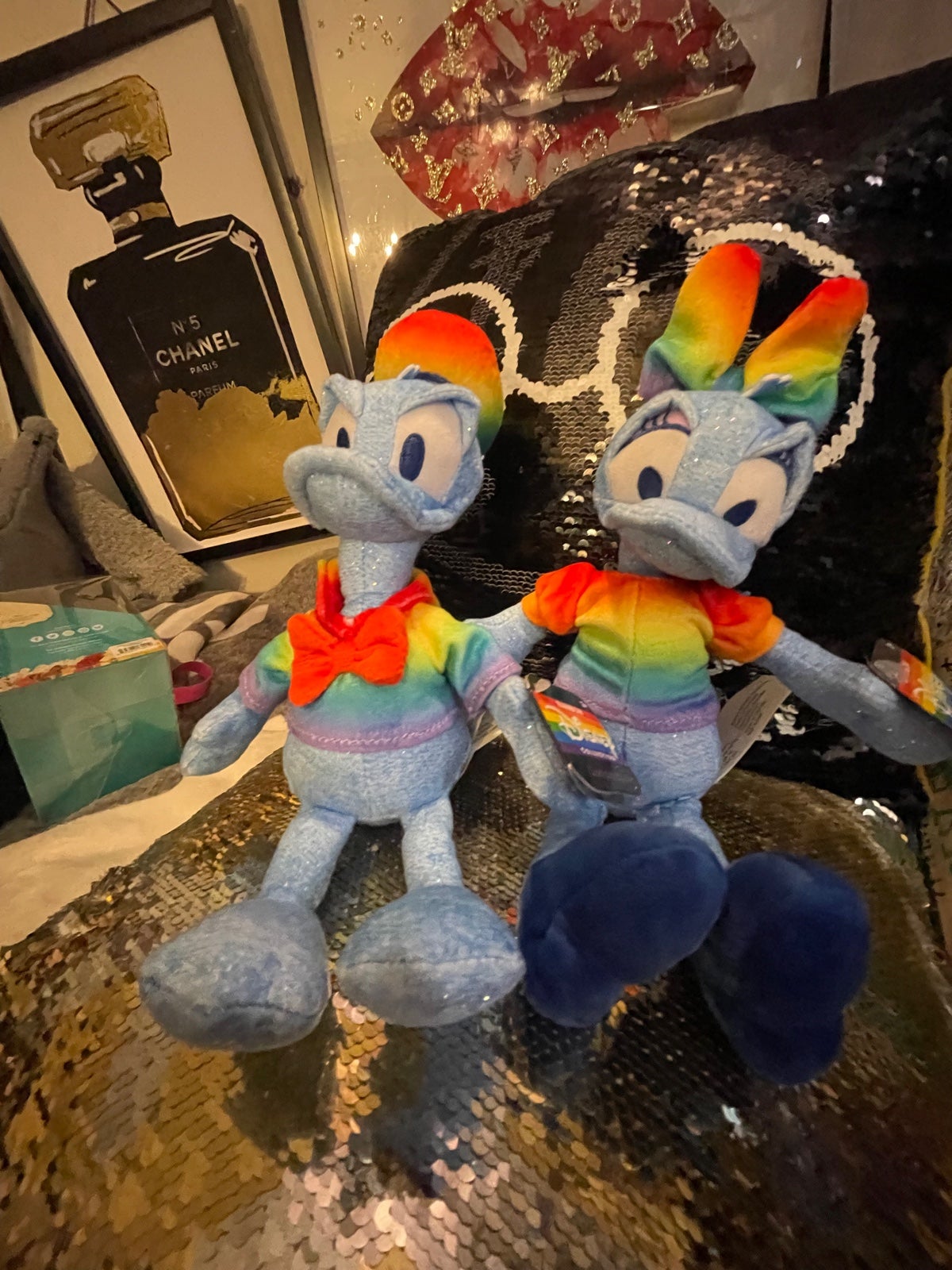Disney pride rainbow collectible plush figures/bag charms key fob chain