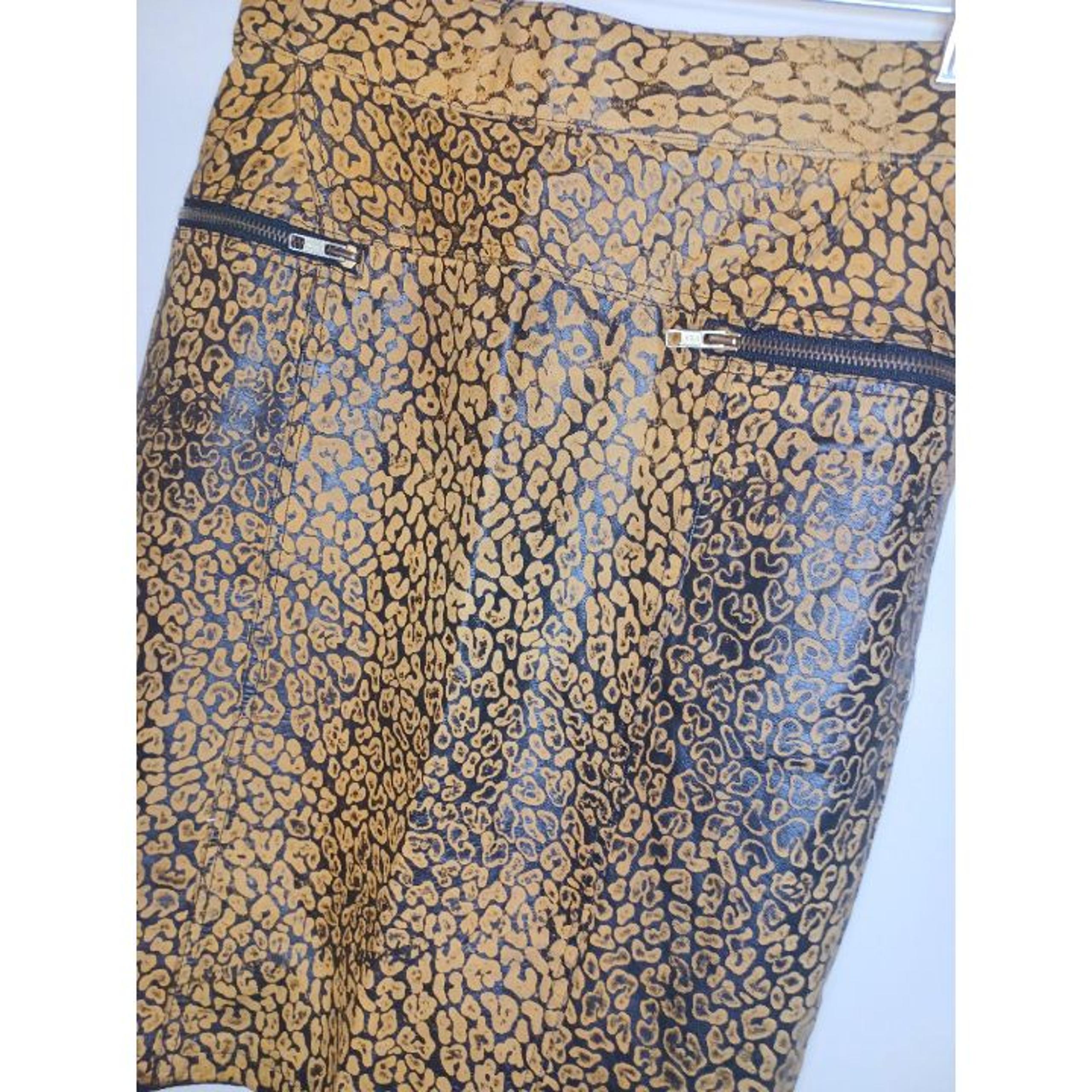Vintage Patterned Leather Skirt