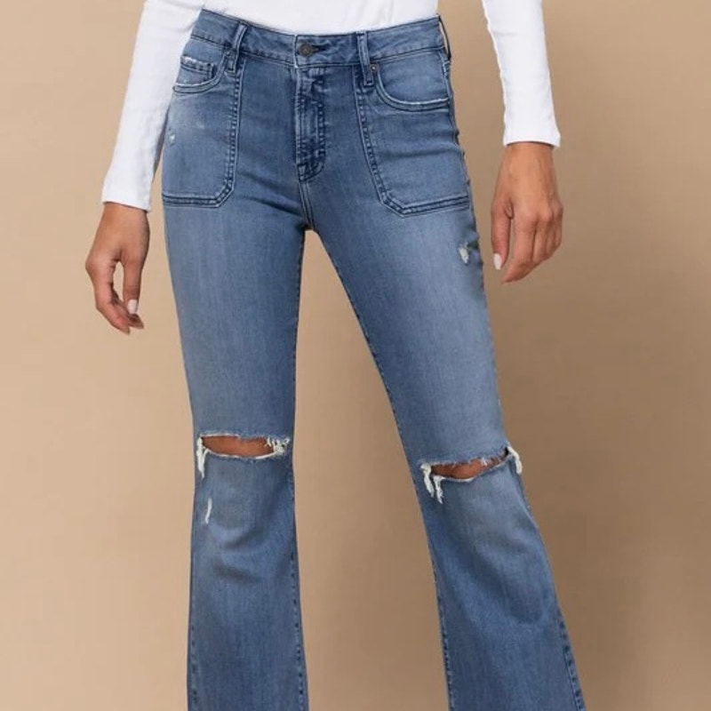 Hidden Jeans Happi Light Wash Cargo Pocket Flare NWT