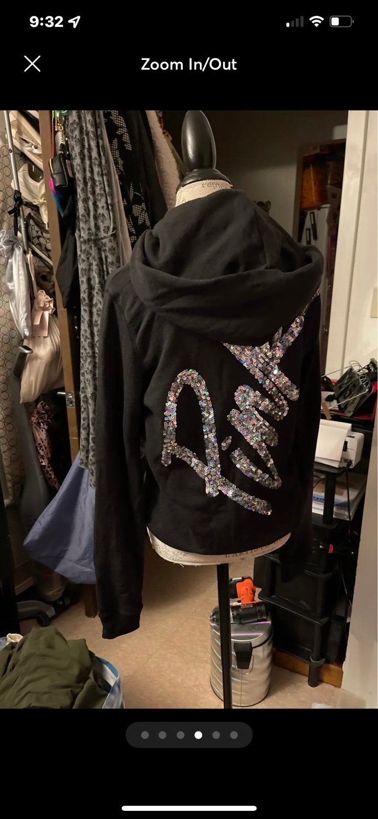 VS Med. Fashion show bling script black full zip up hoodie hooded sweatshirt htf