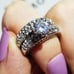 NEW 2pc/set Silver Round Diamond Engagement Ring 2