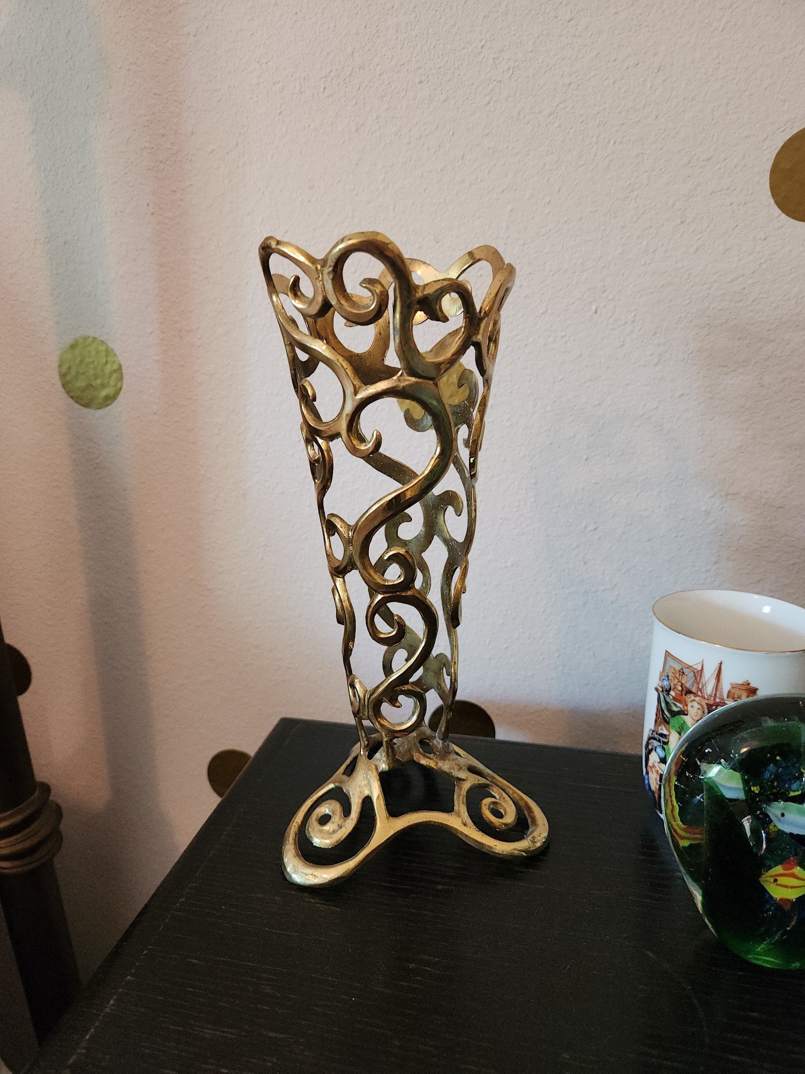 Brass Handcrafted vase. CLOSET CLOSING= BENEFITS RESCUE DOGS