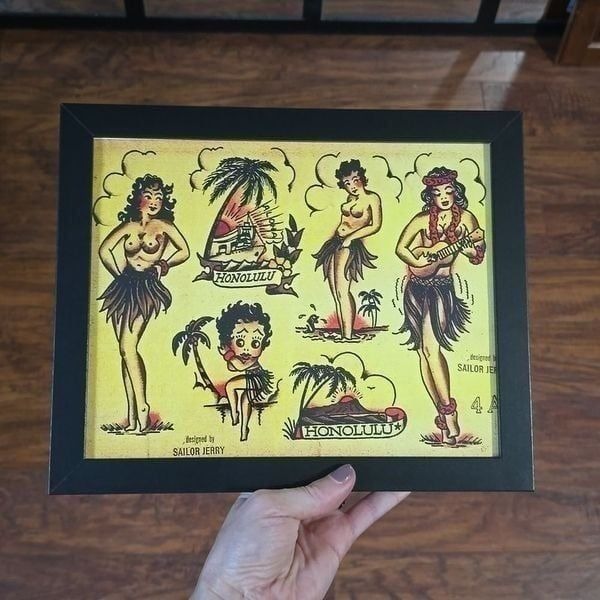 NWT, Framed American Traditional Style Tattoo Flash Print