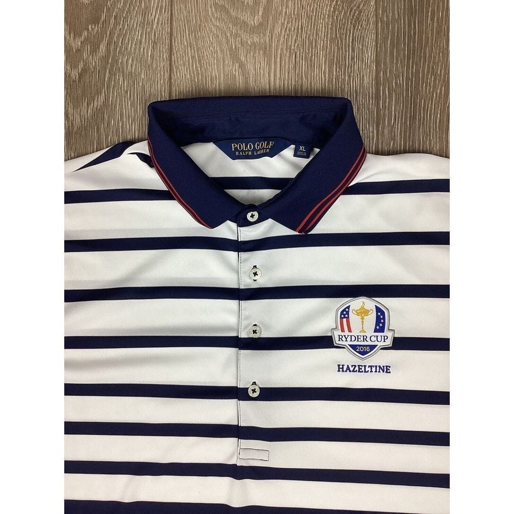 Polo Golf Ralph Lauren Men's XL Navy White Stripe Ryder cup Hazeltine PONY