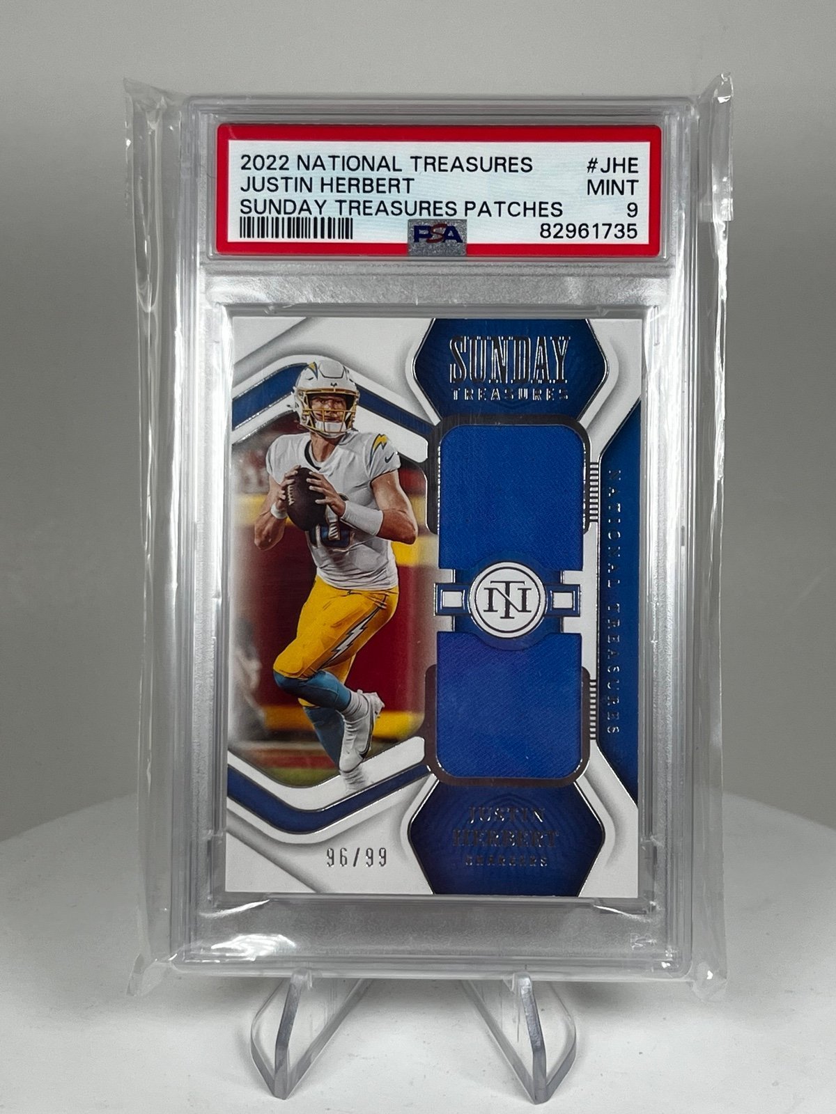 2022 National Treasures Sunday Treasures Patches /99 Justin Herbert - PSA 9