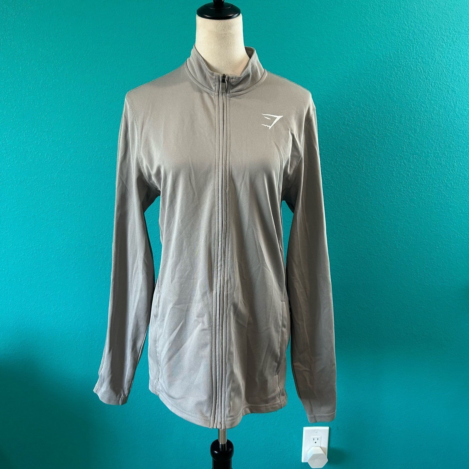 Gymshark Women's Training Zip Up Jacket In Gray Workout Running Light Size M