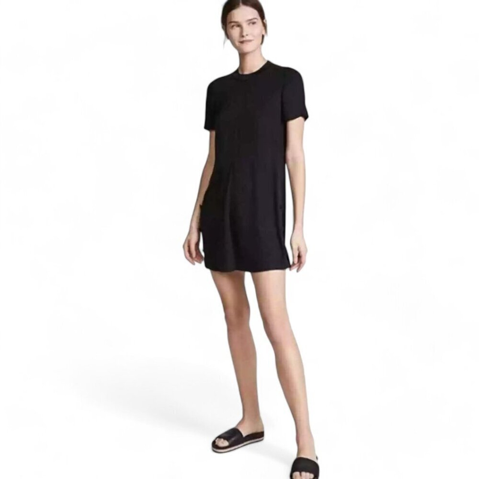 Rag & Bone Aiden Black T-Shirt Dress Short Sleeves Crewneck Stretchy Size M