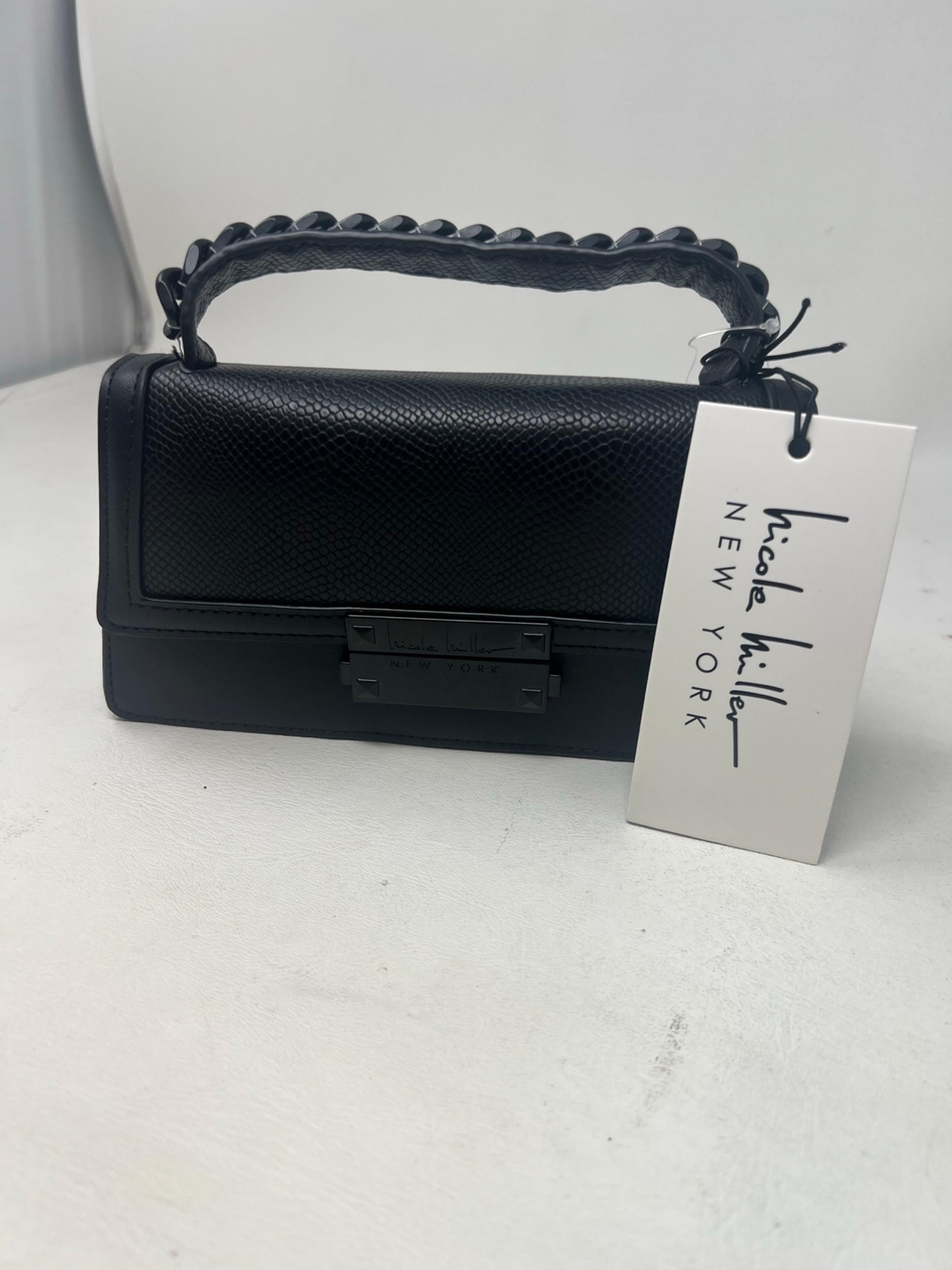 Nicole Miller Black Crossbody Faux Snake Skin small purse NWT