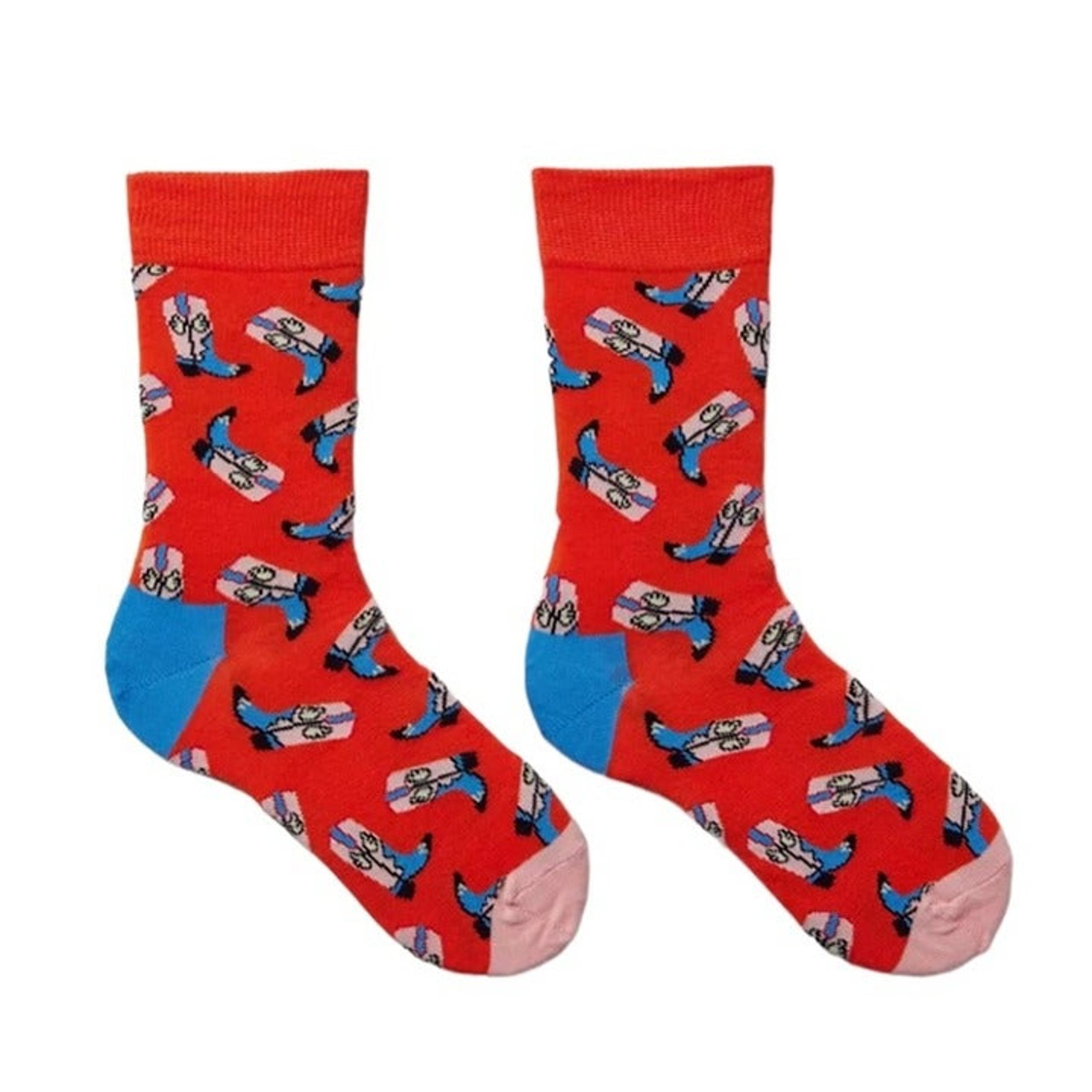 Happy Socks Cowboy Boot Crew Socks Colorblock Western All Over New in Package