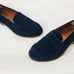 Grant Stone Traveler Penny Midnight Navy Blue leather Suede Loafers Men's SZ 11