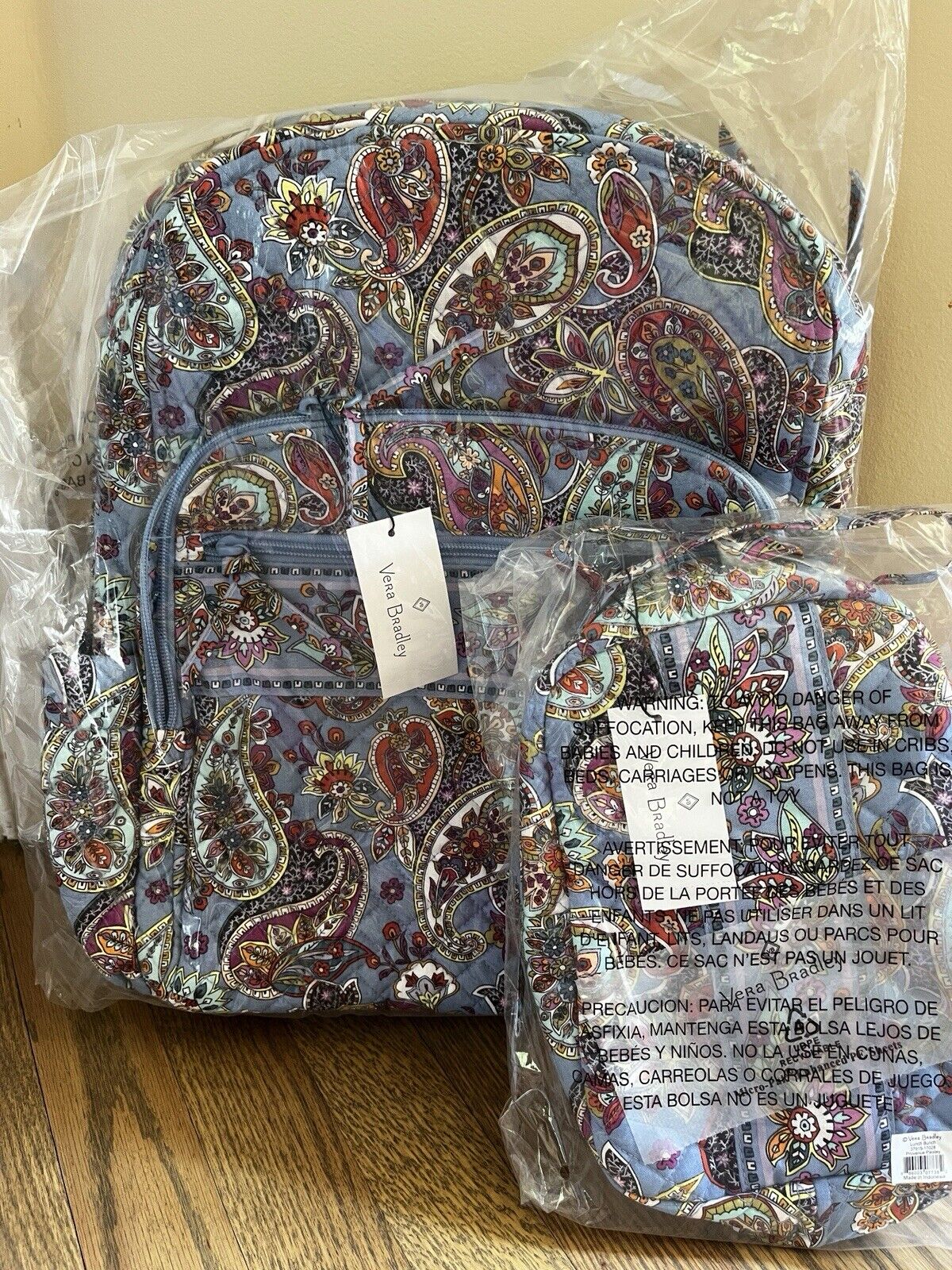 Vera Bradley Campus Backpack Provence Paisley Purple & Lunch Bunch Bag Set NWT