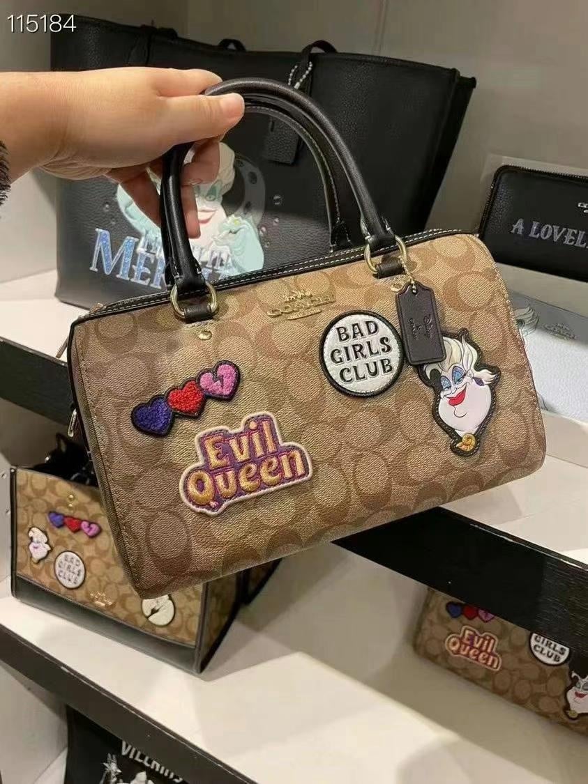NWT Coach Disney X Coach Rowan Satchel Bag In Signature Canvas With Patches-Khak