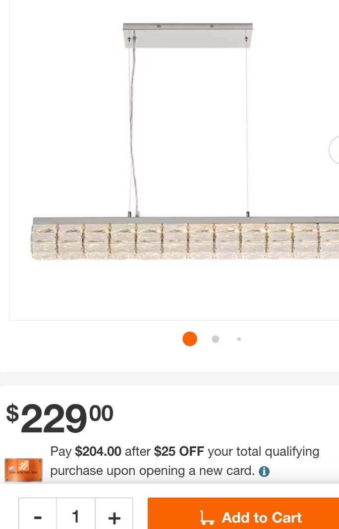 Home Decorators Linear Chandelier Light Fixture with Crystal