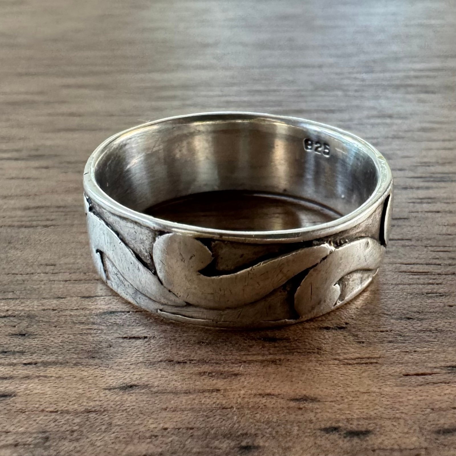 Vintage Swirl Band Ring 925 Sterling Silver