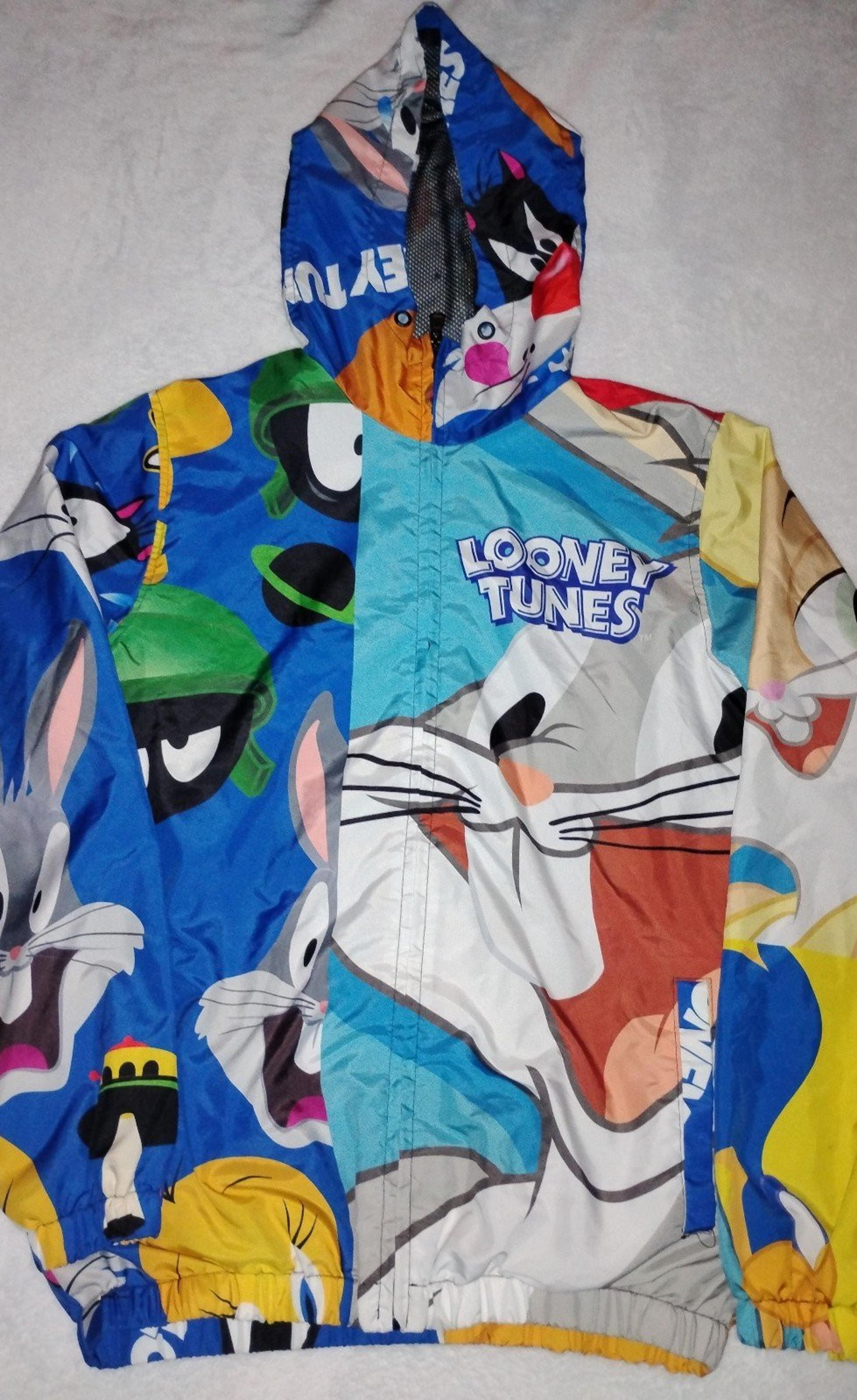 Members Only Jacket Looney Tunes Bugs Bunny/Marvin Windbreaker Hoodie Mens Small