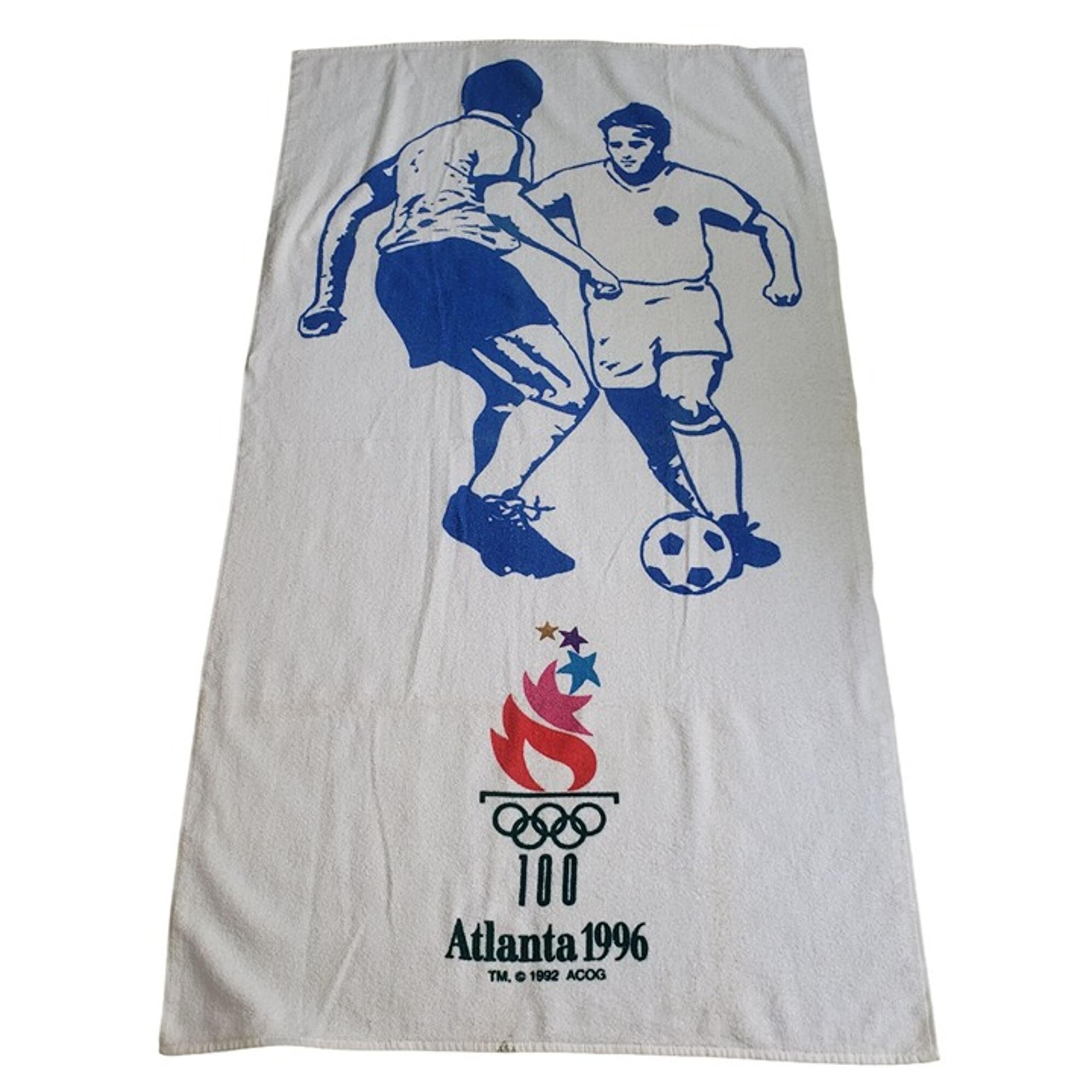 Vintage Atlanta Olympics Beach Towel 1996 Soccer Futbol Cannon 100% Cotton