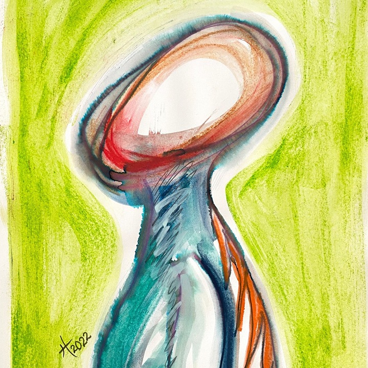 Iam… Original Wall Art Mixed Media Painting 11x14in Matted Frame Ready