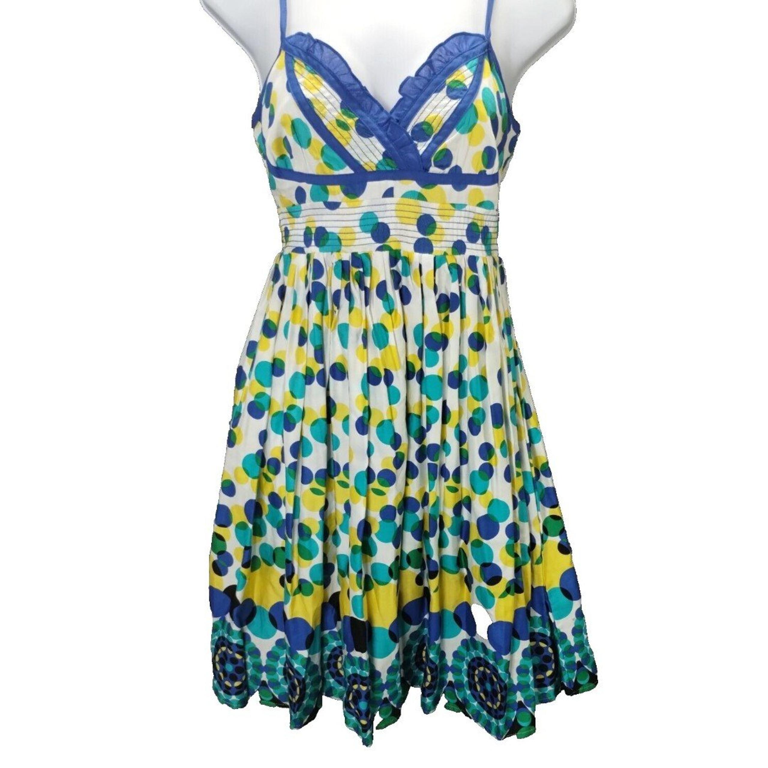 XOXO Sundress Women's M Empire Waist Smock Bow Polka Dot Retro Pin Up Coquette