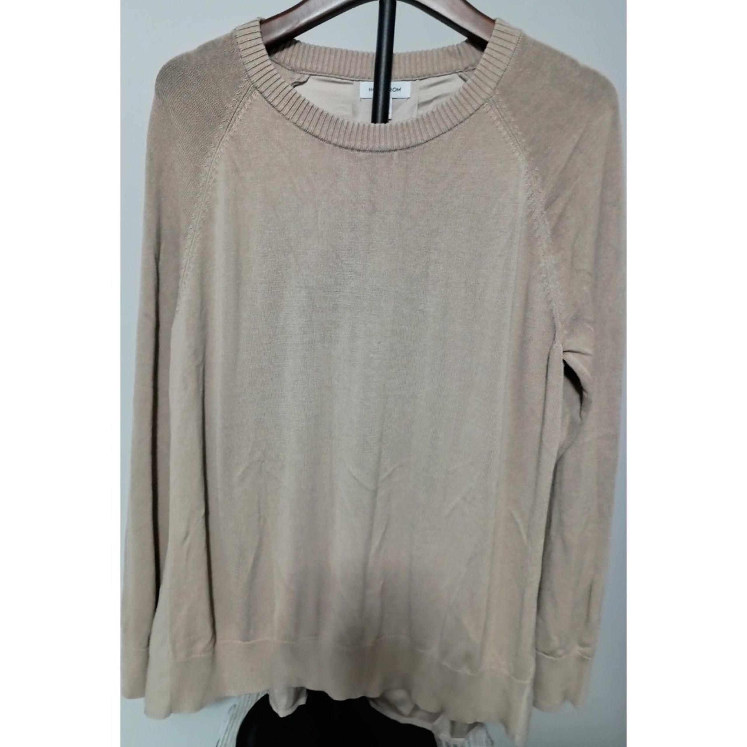 NORDSTROM:  Beige Crew-Neck Sweater with Polyester Back, Woman Size M
