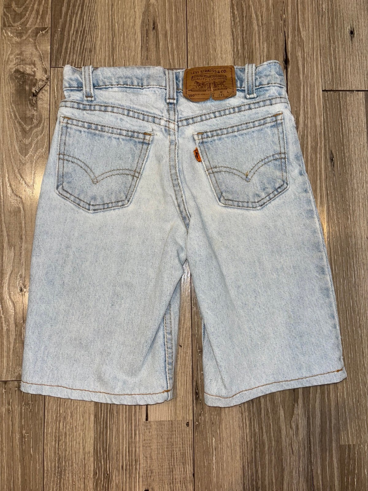 Orange tab Youth Levi denim shorts