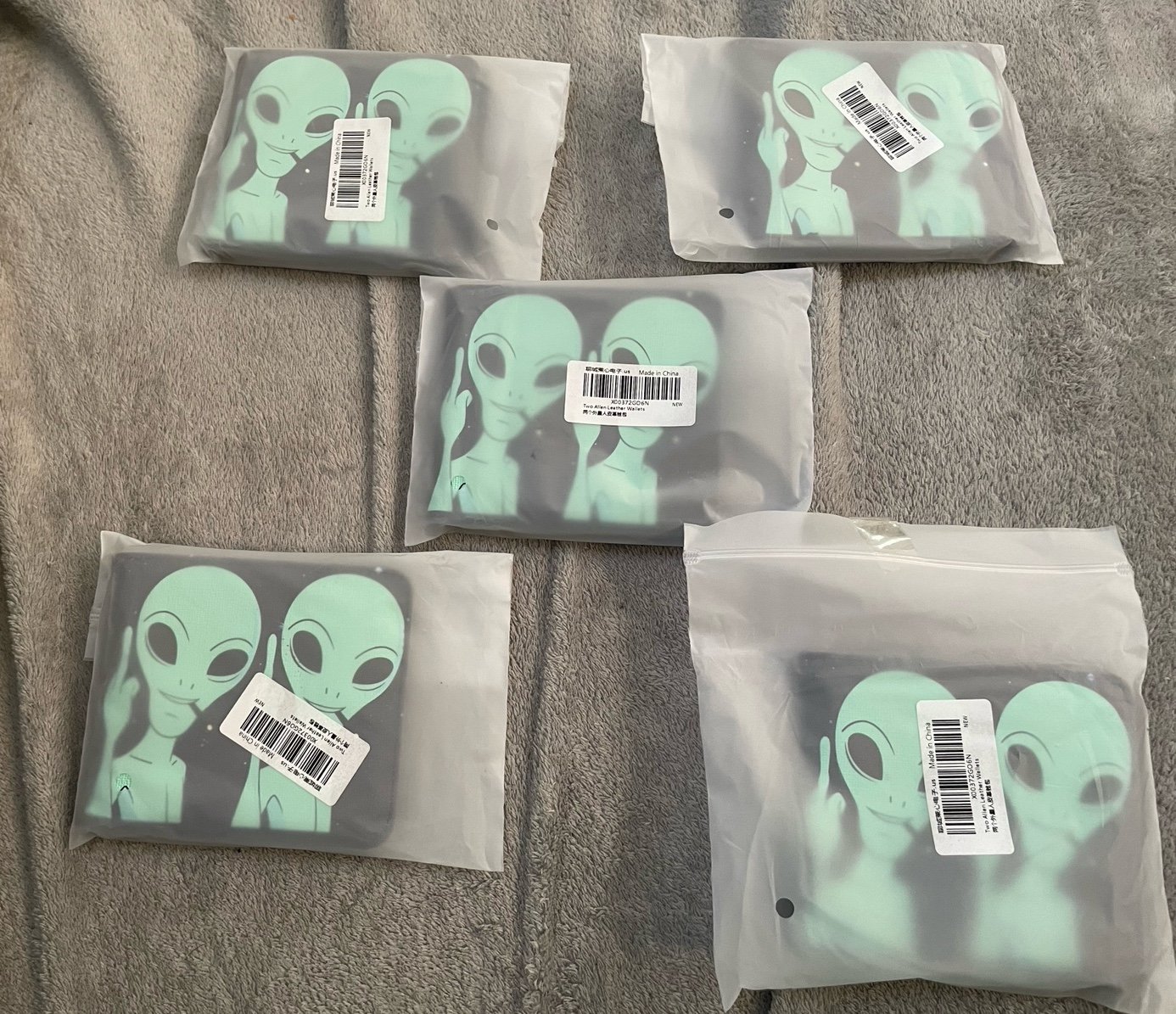 New- Set of 5 - Minimalist Cute Cartoon Credit Card Thin Purses Pouch Pouches (T