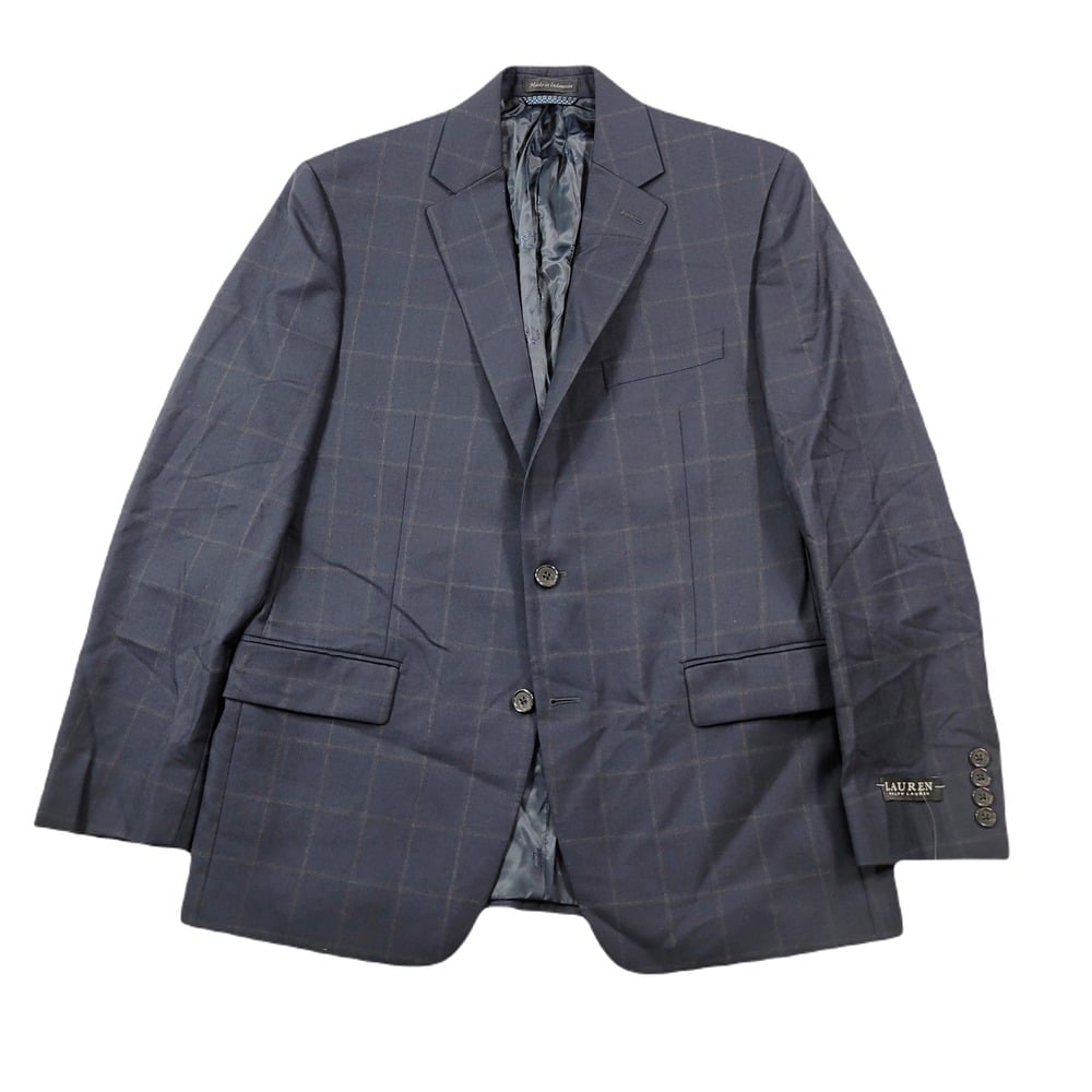 Lauren Ralph Lauren Suit Jacket Mens 40R 40 Navy Blue Windowpane Ultraflex