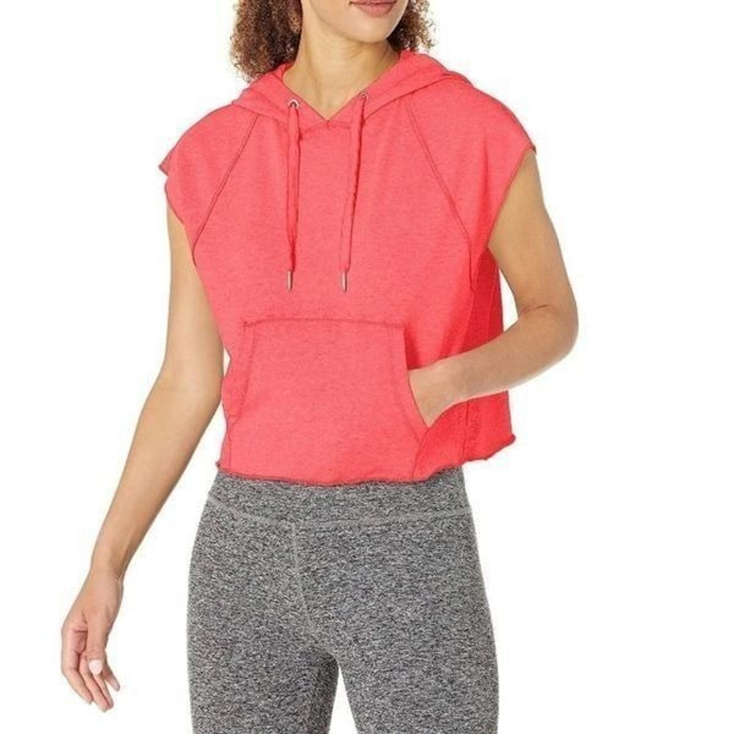 Calvin Klein Performance Womens Sleeveless Crop Athletic Hoodie Kangaroo Pocket