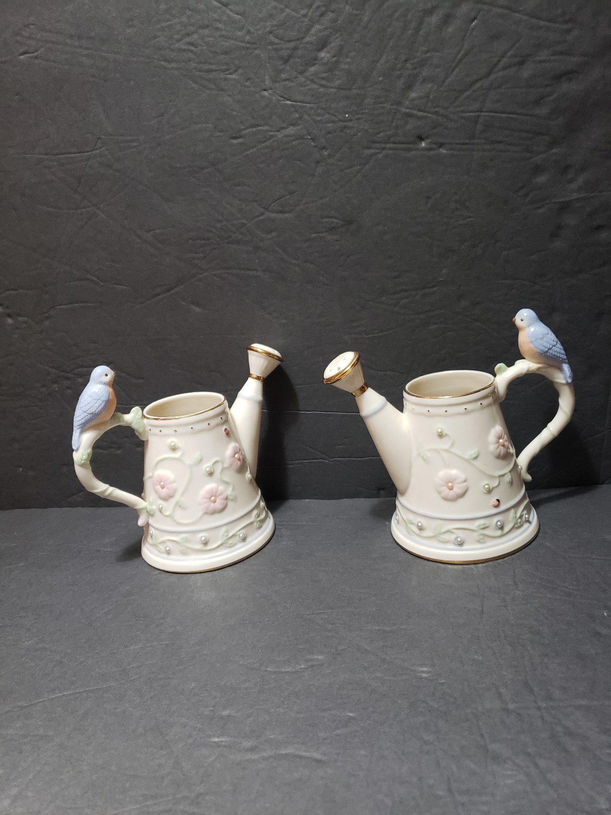Set Of 2 LENOX *Petals And Pearls* Bluebird Bud Vase