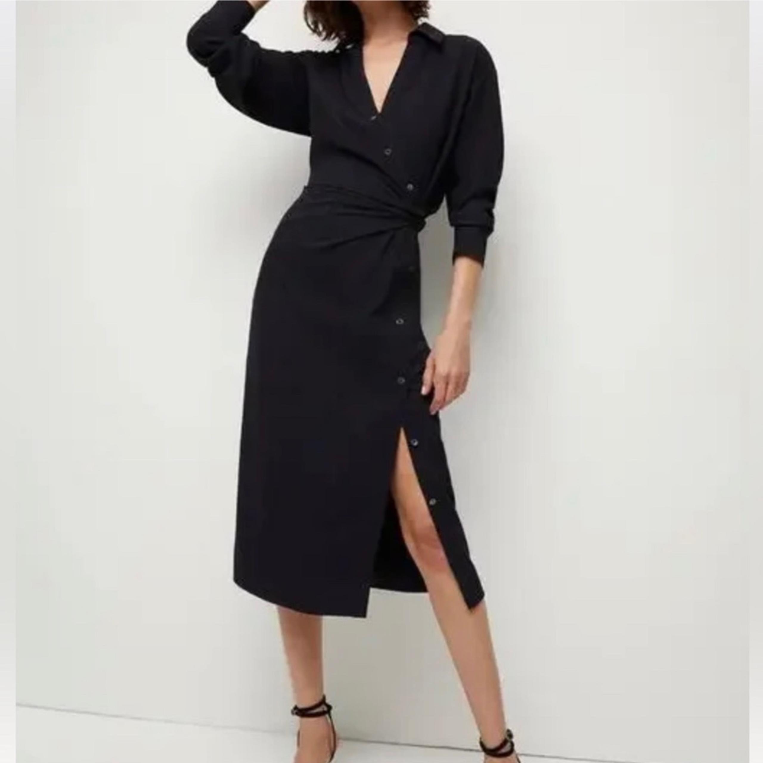 Veronica Beard Wright Button-Front Midi Wrap Dress Navy Sz 12