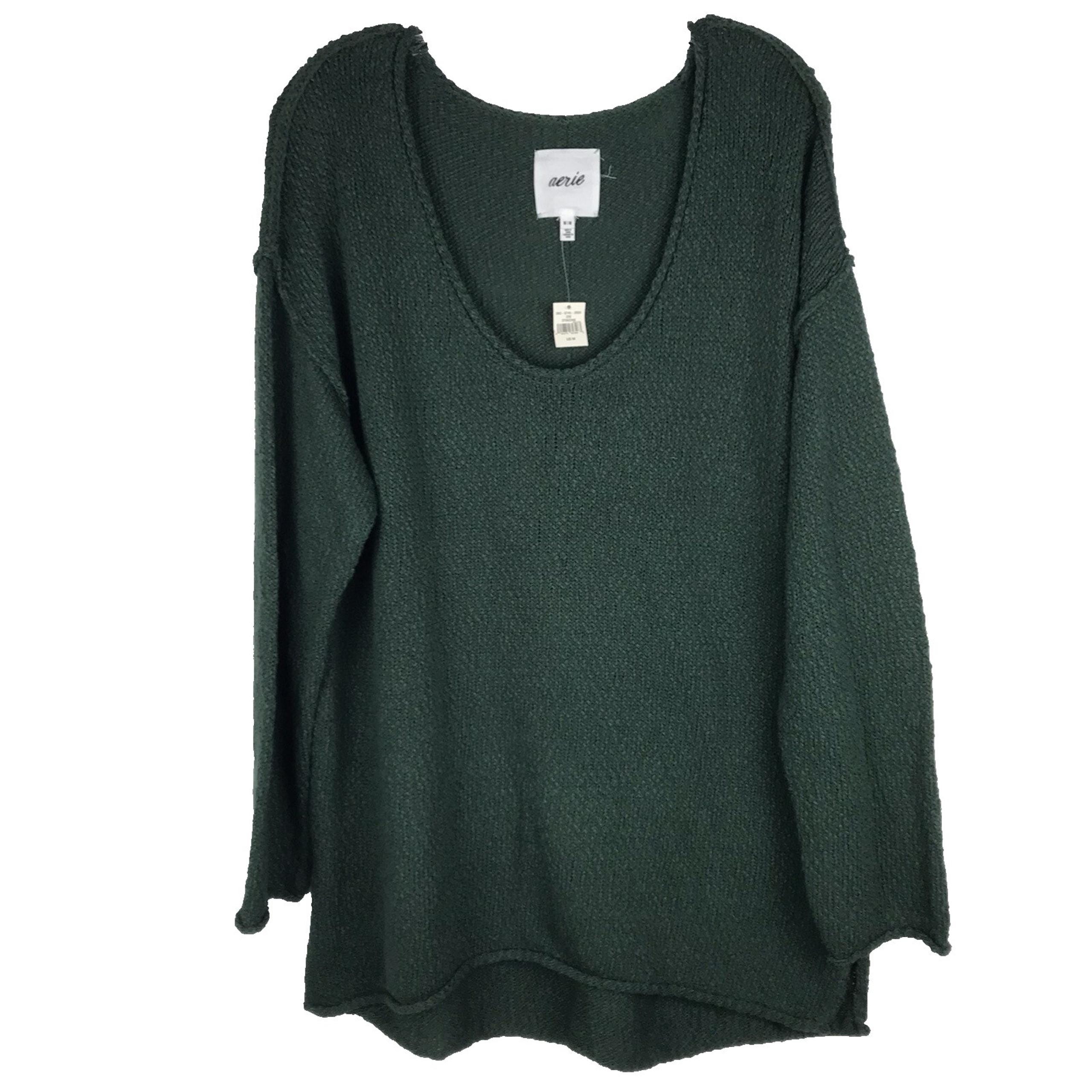 NWT Aerie Oversized Tunic Sweater Knit Scoop Neck Green Cotton Blend Medium