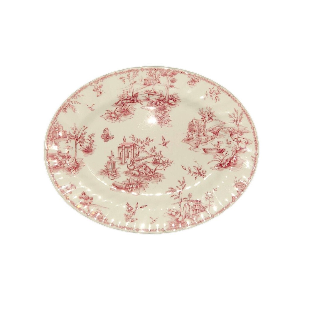 Churchill 12 X 10 Oval Luxurious Retro Look Serving Platter Toile Pink