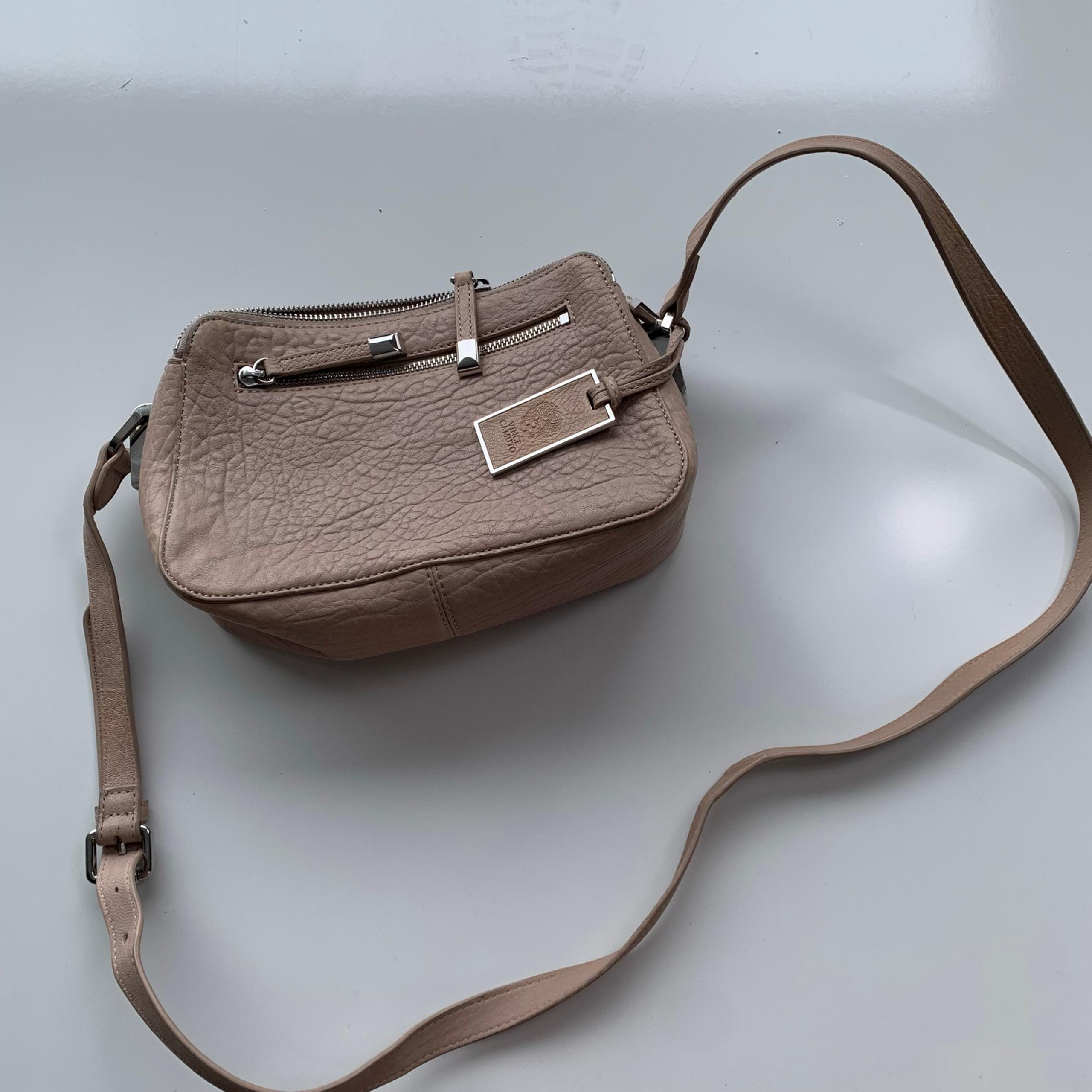 Vince Camuto Leather  Beige Zip Handbag Shoulder Bag Crossbody