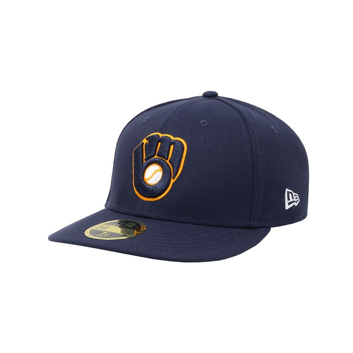 New Era 59Fifty Men Milwaukee Brewers Glove Low Profile Navy Fitted Hat 8