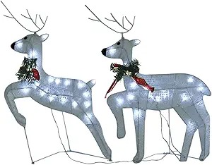 vidaXL Christmas Reindeer Set - Cold White LED, Indoor/Outdoor Decor #UIC#470