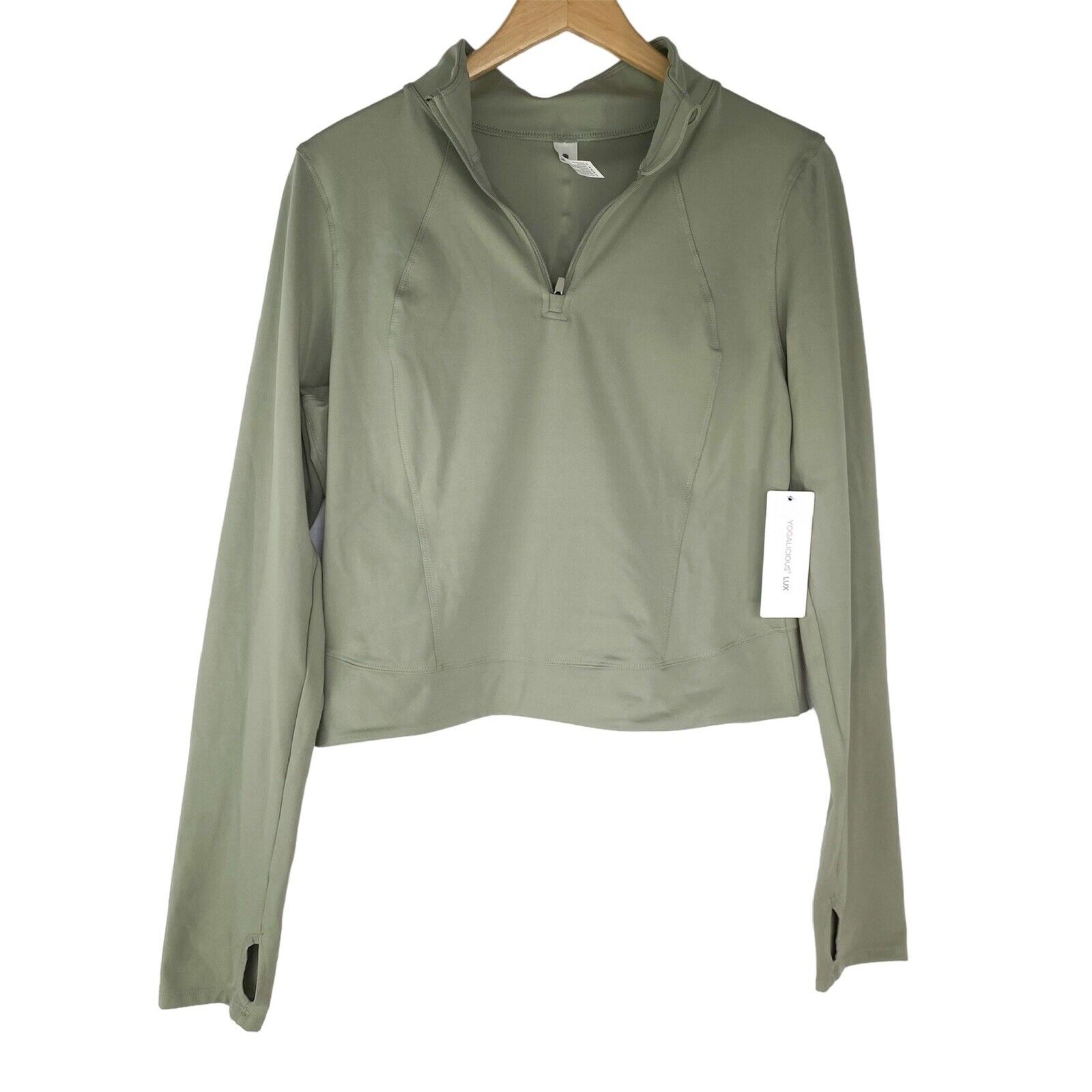 Yogalicious Lux Crosstrain Everyday Half Zip Top Women XL Green Activewear NWT