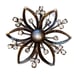 Vintage Rhinestone Flower Brooch Pin Sterling Silver 925 About 2 Inches